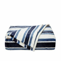 Nautica Ferry Stripe Ultra Soft Plush Fleece Blanket