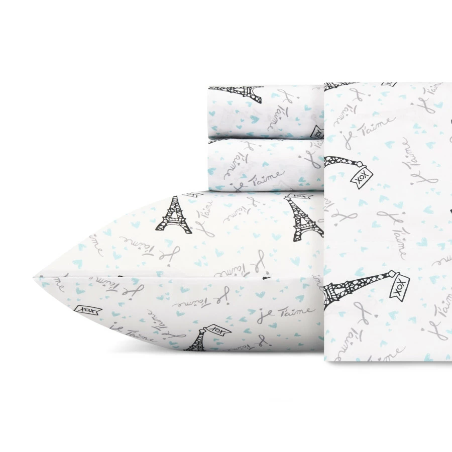 Betsey Johnson Je Taime Paris Microfiber Sheet Set