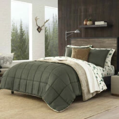 Eddie Bauer Sherwood Micro-Sued Green Comforter-Sham Set