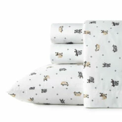 Poppy & Fritz Skateboarding Bulldogs Cotton Percale Sheet Set