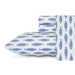 Nautica Woodblock Fish Cotton-Percale Sheet Set