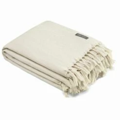 Vera Wang Vw Twill Fringe Yarn Dyed WhiteThrow Blanket