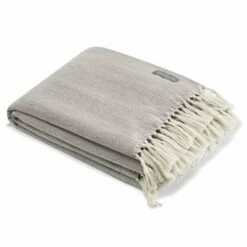 Vera Wang Vw Twill Fringe Yarn Dyed Black Throw Blanket