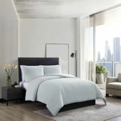 Vera Wang Waffle Pique Blue Comforter-Sham Set