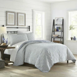 Stone Cottage Willow Way Ticking Stripe Cotton Quilt-Sham Set