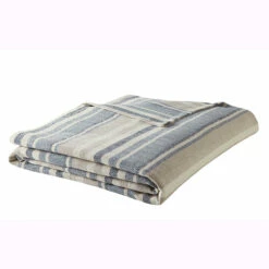 Eddie Bauer Herringbone Blue Stripe Blanket