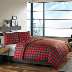 Eddie Bauer Mountain Plaid Scarlet Comforter & Duvet Set